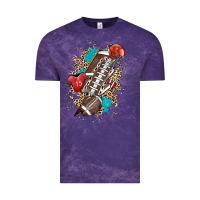Cloud Purple Football lightning bolt leopard Vintage Tee - HowdyJamesFarm