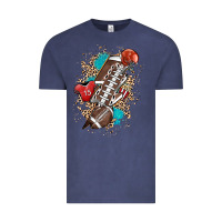 Vintage Denim Football lightning bolt leopard Vintage Tee - HowdyJamesFarm