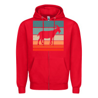 Red goat goats retro style vintage 140 goat lover Zipper Hoodie - ArtMosaic