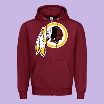 The Indian Red Skins Clasic Zipper Hoodie Designed By Artmosaic