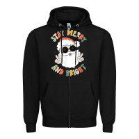 Black funny groovy stay merry and bright christmas santa claus t shirt Zipper Hoodie - ArtMosaic