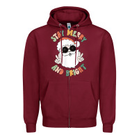 Burgundy funny groovy stay merry and bright christmas santa claus t shirt Zipper Hoodie - ArtMosaic