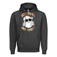 Charcoal Heather funny groovy stay merry and bright christmas santa claus t shirt Zipper Hoodie - ArtMosaic