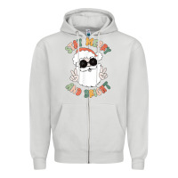 Dove Grey funny groovy stay merry and bright christmas santa claus t shirt Zipper Hoodie - ArtMosaic