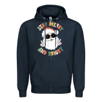 Navy funny groovy stay merry and bright christmas santa claus t shirt Zipper Hoodie - ArtMosaic