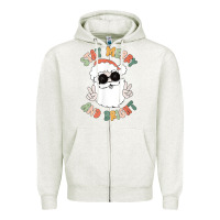 Oatmeal Heather funny groovy stay merry and bright christmas santa claus t shirt Zipper Hoodie - ArtMosaic