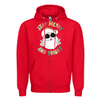 Red funny groovy stay merry and bright christmas santa claus t shirt Zipper Hoodie - ArtMosaic