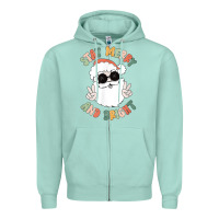 Seafoam funny groovy stay merry and bright christmas santa claus t shirt Zipper Hoodie - ArtMosaic