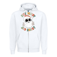 White funny groovy stay merry and bright christmas santa claus t shirt Zipper Hoodie - ArtMosaic