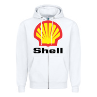 White Copy of shell gasoline Zipper Hoodie - ArtMosaic