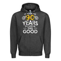 Charcoal Heather 90th Birthday Gift Took Me 90 Years 90 Year Old Zipper Hoodie - trangStudio