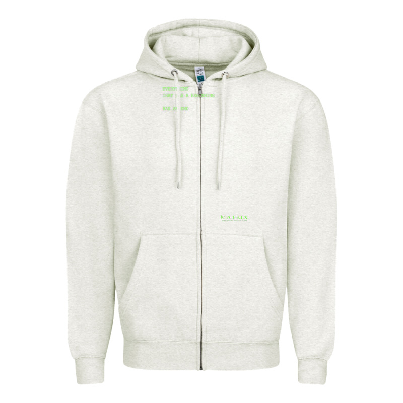 The Matrix Everything Has A Beginning Green Font Zipper Hoodie by ArtMosaic | Teevron