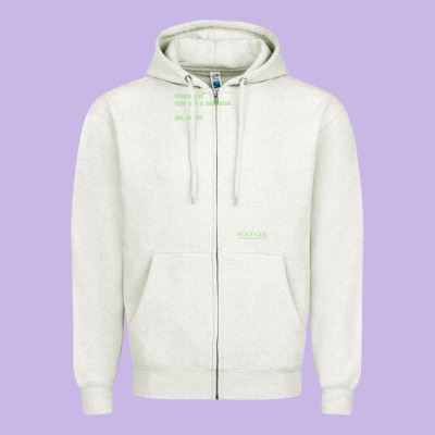 The Matrix Everything Has A Beginning Green Font Zipper Hoodie Designed By Artmosaic