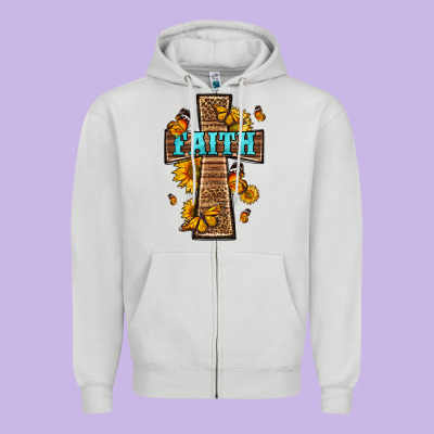 Western Faith Cross Butterfly Zipper Hoodie Designed By Lillyallendesigns