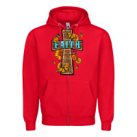 Red Western Faith Cross Butterfly Zipper Hoodie - LillyAllenDesigns