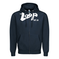 Navy The Loop 97.9 Illinois Radio Zipper Hoodie - ArtMosaic