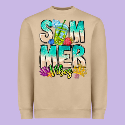 Summer Vibes Heavyweight Sweatshirt Designed By Cowhidedigitalart
