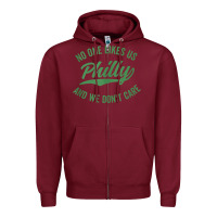 Burgundy philly no one likes us and we don't care green text tank top Zipper Hoodie - ArtMosaic