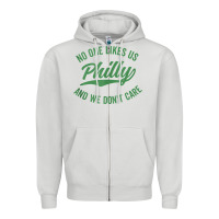 Dove Grey philly no one likes us and we don't care green text tank top Zipper Hoodie - ArtMosaic