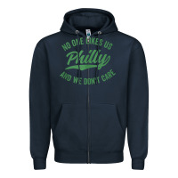 Navy philly no one likes us and we don't care green text tank top Zipper Hoodie - ArtMosaic