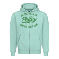 Seafoam philly no one likes us and we don't care green text tank top Zipper Hoodie - ArtMosaic