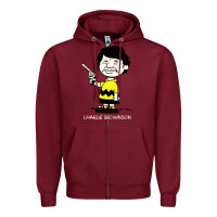 Burgundy charlie brownson Zipper Hoodie - ArtMosaic