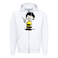 White charlie brownson Zipper Hoodie - ArtMosaic
