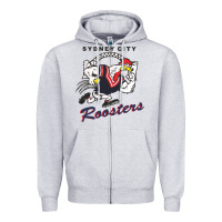 Heather Grey roosters-sydney city Classic Zipper Hoodie - ArtMosaic