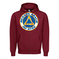 Burgundy rickson gracie jiu jitsu Zipper Hoodie - ArtMosaic