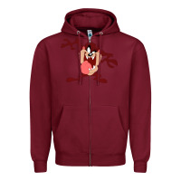 Burgundy tasmanian devil cartoon character Zipper Hoodie - ArtMosaic