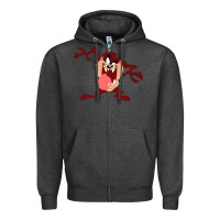 Charcoal Heather tasmanian devil cartoon character Zipper Hoodie - ArtMosaic