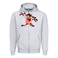 Heather Grey tasmanian devil cartoon character Zipper Hoodie - ArtMosaic