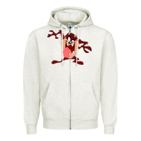 Oatmeal Heather tasmanian devil cartoon character Zipper Hoodie - ArtMosaic