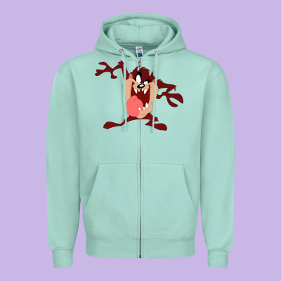 Tasmanian Devil Cartoon Character Zipper Hoodie Designed By Artmosaic