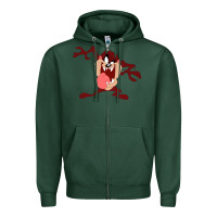 Sports Green tasmanian devil cartoon character Zipper Hoodie - ArtMosaic