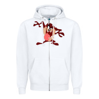 White tasmanian devil cartoon character Zipper Hoodie - ArtMosaic