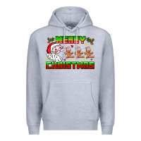 Heather Grey Merry Christmas Premium Hoodie - CowhideDigitalArt