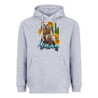 Heather Grey mama bear with sunflowers and cactus Heavyweight Hoodie - Artiststas