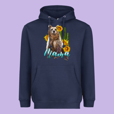 Mama Bear With Sunflowers And Cactus Heavyweight Hoodie Designed By Artiststas