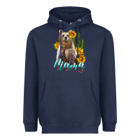 Navy mama bear with sunflowers and cactus Heavyweight Hoodie - Artiststas