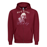 Burgundy Hard Times Daddy Zipper Hoodie - trangStudio