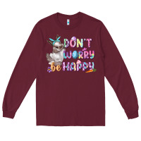 Burgundy Don't worry be happy Easter Long Sleeve Tee - CowGirlArtShop