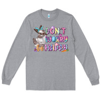 Heather Grey Don't worry be happy Easter Long Sleeve Tee - CowGirlArtShop