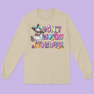 Don't Worry Be Happy Easter Long Sleeve Tee Designed By Cowgirlartshop