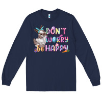 Navy Don't worry be happy Easter Long Sleeve Tee - CowGirlArtShop