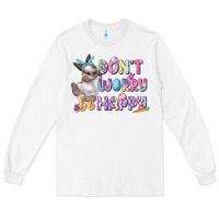 White Don't worry be happy Easter Long Sleeve Tee - CowGirlArtShop