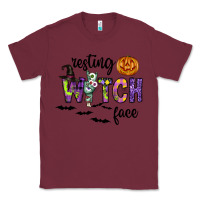 Burgundy Resting Witch Face Classic Tee - CowhideDigitalArt