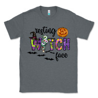 Charcoal Heather Resting Witch Face Classic Tee - CowhideDigitalArt