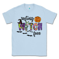 Dusty Blue Resting Witch Face Classic Tee - CowhideDigitalArt