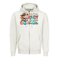 Oatmeal Heather howdy peeps Zipper Hoodie - RacoonDesign